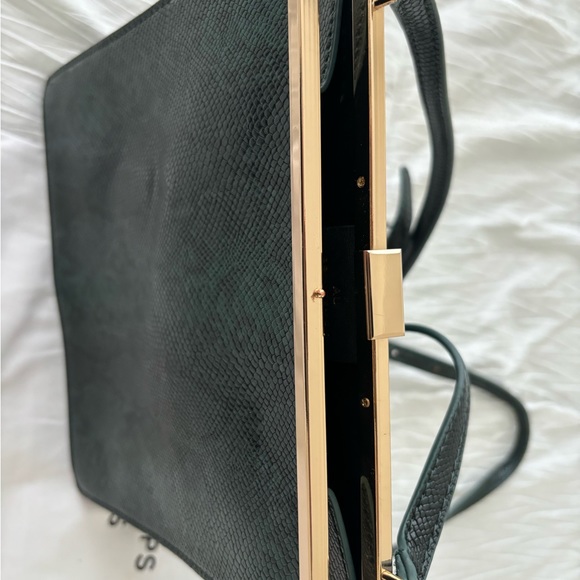 Au Printemps - Emerald dark green snake embossed bag - Picture 2 of 5
